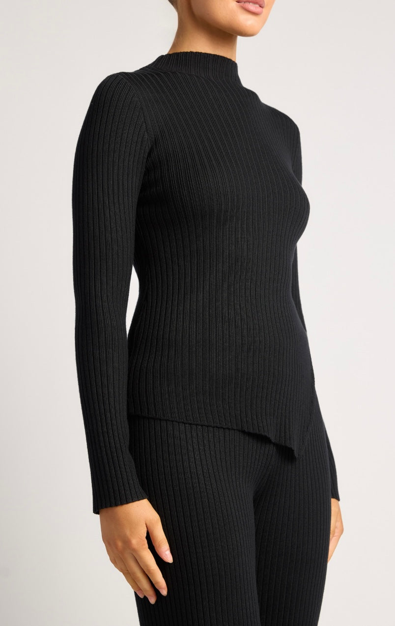 Asymmetrical Ribbed Knit Top