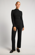 Asymmetrical Ribbed Knit Pants
